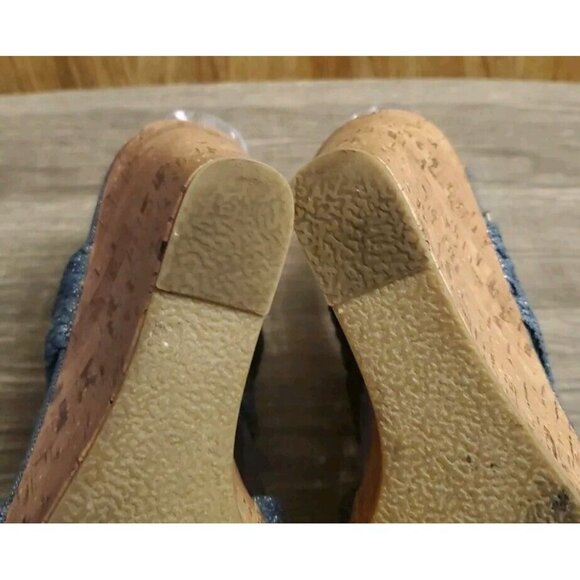 Mudd Casual Woven Strappy Slingback Wedge Sandals Womens Size 6.5 Blue - Picture 6 of 11